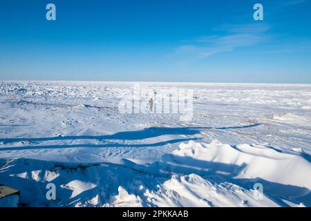 Die Grenze zu Manitoba Nunavut in Hudson Bay von Churchill, Manitoba, Kanada Stockfoto