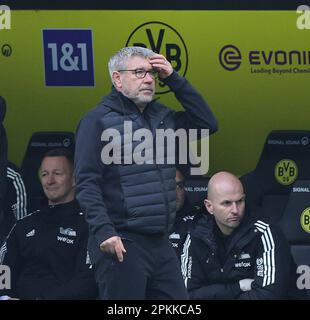 Dortmund, Deutschland. 08. April 2023. firo : 08.04.2023, Fußball, 1. Liga, 1. Bundesliga, Staffel 2022/2023, BVB, Borussia Dortmund - Union Berlin Coach Urs FISCHER, Union Credit: dpa/Alamy Live News Stockfoto