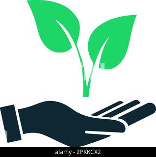 Flaches Symbol einer Pflanze in Ihrer Hand als Umweltschutzkonzept Stock Vektor