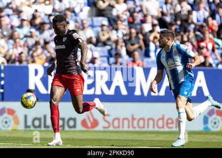 Barcelona, Spanien. 08. April 2023. Spanisches Fußballspiel La Liga Espanyol gegen Athletic Club im RCDE Stadium, Barcelona, 08. April 2023 900/Cordon Press *** Lokale Bildunterschrift *** Guthaben: CORDON PRESS/Alamy Live News Stockfoto