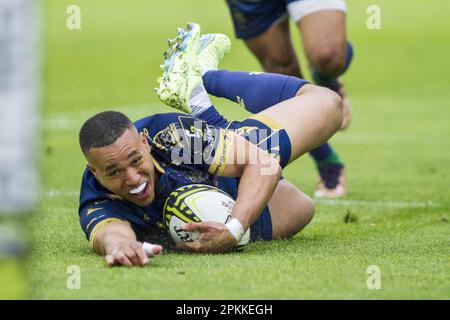 Treviso, Italien. 08. April 2023. Monigo Stadium, Treviso, Italien, 08. April 2023, 08/04/2023; Foto Alfio Guarise; Challenge Cup; Stadio Monigo Treviso; Benetton Treviso vs Cardiff Rugby; Rugby; Quarti di Finale; während der Viertelfinale - Benetton Rugby vs Cardiff - Rugby Challenge Cup Credit: Live Media Publishing Group/Alamy Live News Stockfoto