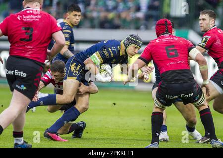 Treviso, Italien. 08. April 2023. 08/04/2023; Foto Alfio Guarise; Challenge Cup; Stadio Monigo Treviso; Benetton Treviso vs Cardiff Rugby; Rugby; Quarti di Finale; während der Viertelfinale - Benetton Rugby vs Cardiff, Rugby Challenge Cup in Treviso, Italien, April 08 2023 Kredit: Unabhängige Fotoagentur/Alamy Live News Stockfoto