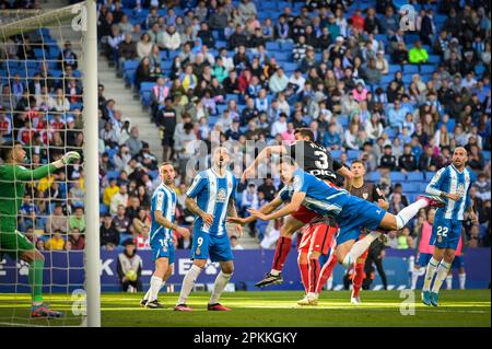 Barcelona, Spanien. 08. April 2023. Vivian (Athletic Club) während eines Spiels in La Liga Santander zwischen RCD Espanyol und Athletic Club im RCDE Stadium, in Barcelona, Spanien, am 8. April 2023. (Foto/Felipe Mondino) Kredit: Unabhängige Fotoagentur/Alamy Live News Stockfoto