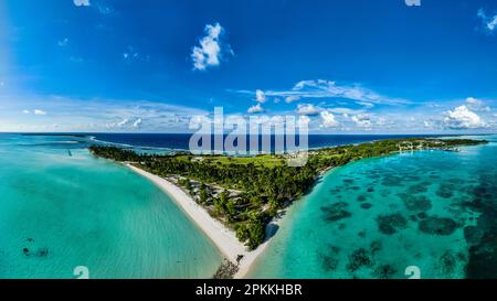 Aerial of Home Island, Cocos (Keeling) Islands, Australian Indian Ocean Territory, Australia, Indian Ocean Stockfoto