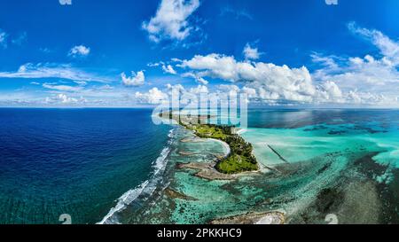 Aerial of Home Island, Cocos (Keeling) Islands, Australian Indian Ocean Territory, Australia, Indian Ocean Stockfoto