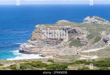 Blick auf das Kap der Guten Hoffnung, den südwestlichsten Punkt des afrikanischen Kontinents Cape Point, Kapstadt, Südafrika Stockfoto