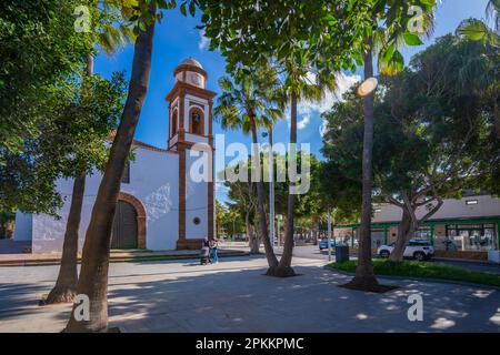 Blick auf die Kirche Iglesia de Nuestra Senora de Antigua, Antigua, Fuerteventura, Kanarische Inseln, Spanien, Atlantik, Europa Stockfoto