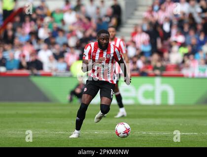 8. April 2023; GTECH Community Stadium, Brentford, London, England; Premier League Football, Brentford gegen Newcastle United; Bryan Mbeumo von Brentford Stockfoto