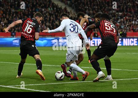 Schön, Frankreich. 08. April 2023. lionel messi (psg) beim OGC Nice vs Paris Saint Germain (PSG), französisches Fußballspiel Ligue 1 in Nizza, Frankreich, April 08 2023 Kredit: Independent Photo Agency/Alamy Live News Stockfoto