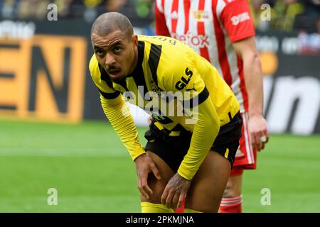 Donyell MALEN (DO) Looks Soccer 1. Bundesliga, 27. Spieltag, Borussia Dortmund (DO) - Union Berlin (UB) 2: 1, am 8. April 2023 in Dortmund/Deutschland. Stockfoto