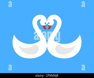 Zwei Schwäne, Symbol der Liebe. Vektordarstellung Stock Vektor