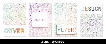 Satz geometrischer Abdeckungen. Kann als Cover, Banner, Flyer, Poster, Visitenkarte, Broschüre. Erstaunliche geometrische Hintergrundkollektion. Stock Vektor