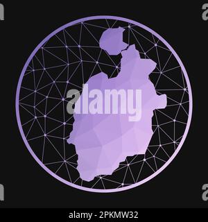 Ikone der Isla de Providencia. Polygonale Vektorkarte der Insel. Ikone der Isla de Providencia im geometrischen Stil. Die Inselkarte mit violetten niedrigen Poly Gradien Stock Vektor