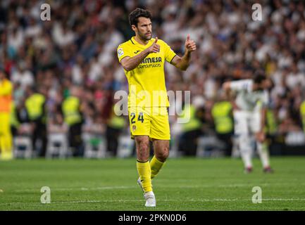 Madrid, Spanien. 8. April 2023. 8. April 2023; Santiago Bernabeu Stadion, Madrid, Spanien, Spanisch La Liga Fußball, Real Madrid gegen Villarreal; Pedraza Credit: Action Plus Sports Images/Alamy Live News Stockfoto