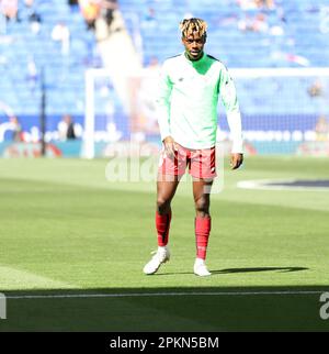 Sabadell, Barcelona, Spanien. 8. April 2023. Barcelona Spanien 08.04.2023 Nico Williams (Athletic Club) zeigt am 08. April 2023 im RCDE-Stadion in Barcelona auf der La Liga Santander zwischen Espanyol und Athletic Club. (Kreditbild: © Xavi Urgeles/ZUMA Press Wire) NUR REDAKTIONELLE VERWENDUNG! Nicht für den kommerziellen GEBRAUCH! Kredit: ZUMA Press, Inc./Alamy Live News Stockfoto