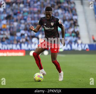 Sabadell, Barcelona, Spanien. 8. April 2023. Barcelona Spanien 08.04.2023 IÃ±aki Williams (Athletic Club) kontrolliert den Ball während der La Liga Santander zwischen Espanyol und Athletic Club im RCDE-Stadion am 08. April 2023 in Barcelona. (Kreditbild: © Xavi Urgeles/ZUMA Press Wire) NUR REDAKTIONELLE VERWENDUNG! Nicht für den kommerziellen GEBRAUCH! Kredit: ZUMA Press, Inc./Alamy Live News Stockfoto