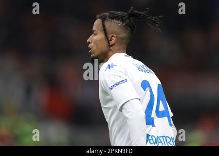 Mailand, Italien, 7. April 2023. Tyronne Ebuehi vom Empoli FC beim Spiel der Serie A in Giuseppe Meazza, Mailand. Der Bildausdruck sollte lauten: Jonathan Moscrop/Sportimage Stockfoto