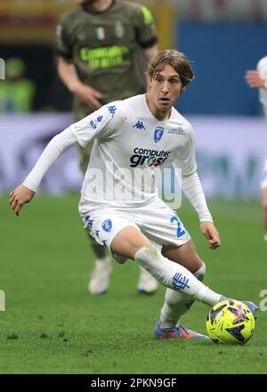 Mailand, Italien, 7. April 2023. Jacopo Fazzini vom Empoli FC beim Spiel der Serie A in Giuseppe Meazza, Mailand. Der Bildausdruck sollte lauten: Jonathan Moscrop/Sportimage Stockfoto