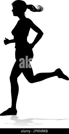 Silhouette Runner Frau Sprinter oder Jogger Person Stock Vektor