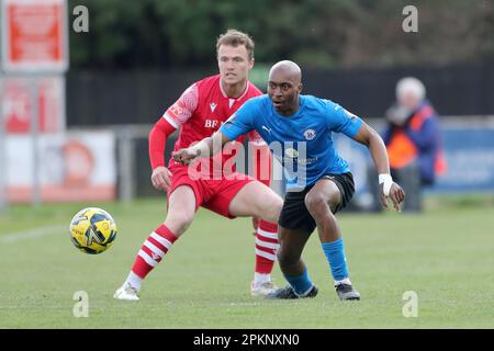 John Ufuah von Billericay und Mickey Parcell von Hornchurch während Hornchurch vs Billericay Town, Pitching in Isthmian League Premier Division Football Stockfoto