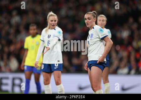 Georgia Stanway (E) beim Spiel England gegen Brasilien UEFA Women's Finalissima 2023 am 6. April 2023 im Wembley Stadium, London, Großbritannien. Stockfoto