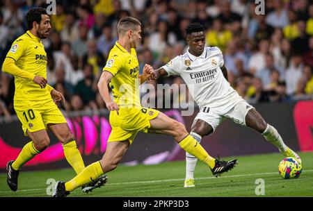 Madrid, Spanien. 08. April 2023. 8. April 2023; Santiago Bernabeu Stadion, Madrid, Spanien, Spanisch La Liga Fußball, Real Madrid gegen Villarreal Vinicius 900/Cordon Press Credit: CORDON PRESS/Alamy Live News Stockfoto