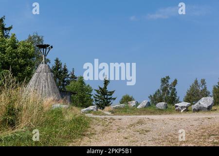 Klettern Sie in der Nähe von Stiege in den oberen Harz-Bergen Stockfoto