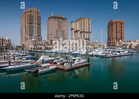 Marina, The Pearl, Doha, Emira, Katar, Vereinigte Arabische Emirate, Asien Stockfoto