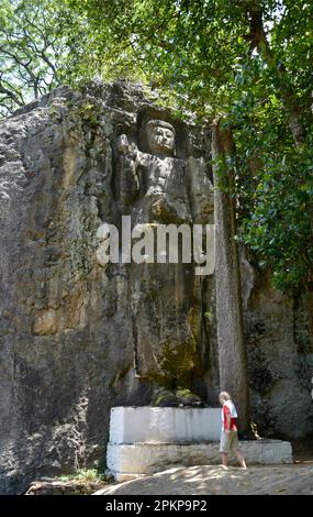 Buddha-Statue, Dowa-Tempel, Bandarawela, Sri Lanka, Asien Stockfoto