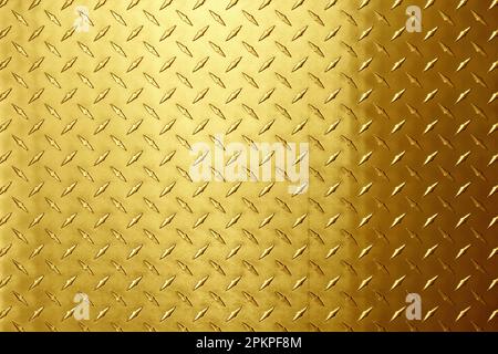 Goldmetallstruktur mit Diamantprägung. goldener metallischer Hintergrund Stockfoto