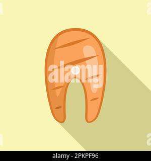 Gegrillter roter Fisch, Symbol für Flachvektor. Grillfleisch. Abendessen mit Lachs Stock Vektor