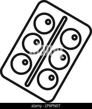 Pillensymbol-Konturvektor. Virus stoppen. Körper gesund Stock Vektor