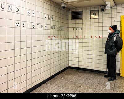 U-Bahn-Station Westhafen: U9 Linie, Moabit, Mitte, Berlin. Die U-Bahn-Station, an der damals die Linie G war Stockfoto