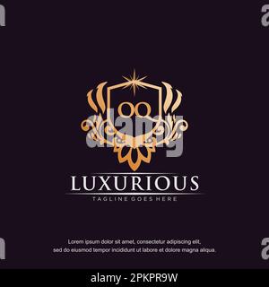OQ Anfangsbuchstabe Luxus Ornament Gold Monogramm Logo-Vorlage Vektor. Stock Vektor