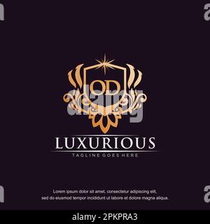 OD Anfangsbuchstabe Luxus Ornament Gold Monogramm Logo-Vorlage Vektor. Stock Vektor