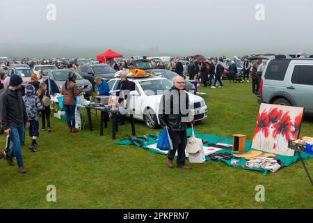Icklesham, East Sussex, Großbritannien. 9. April 2023. Viel befahrene Schuhmesse am Ostersonntag im Elm Tree am Stadtrand des Dorfes Icklesham, East Sussex. Fotograf: Paul Lawrenson, Fotograf: PAL News/Alamy Live News Stockfoto