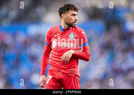 Munir El Haddadi von Getafe CF während des Fußballspiels der spanischen Meisterschaft La Liga zwischen Real Sociedad und Getafe CF am 8. April 2023 in der reale Arena in San Sebastian, Spanien - Foto: Ricardo Larreina/DPPI/LiveMedia Stockfoto