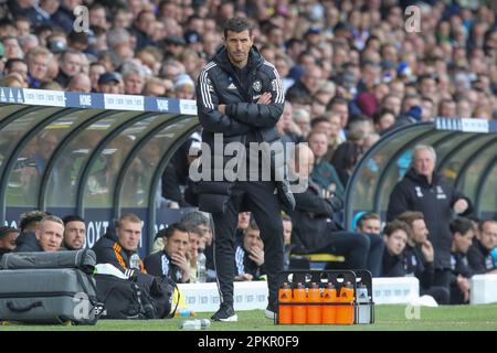 Javi Gracia Manager von Leeds United während des Premier League-Spiels Leeds United gegen Crystal Palace in der Elland Road, Leeds, Großbritannien, 9. April 2023 (Foto: James Heaton/News Images) Stockfoto