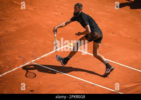 Monte Carlo, Monaco. 9. April 2023. Benoit PAIRE von Frankreich während der Tennisveranstaltung Rolex Monte-Carlo, ATP Masters 1000 am 9. April 2023. Im Monte-Carlo Country Club in Roquebrune Cap Martin, Frankreich - Foto: Matthieu Mirville/DPPI/LiveMedia Credit: Independent Photo Agency/Alamy Live News Stockfoto