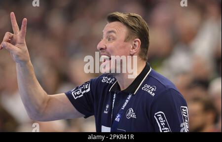 Kiel, Deutschland. 09. April 2023. firo: 04/09/2023 Handball, First League 2022/2023, 1. Bundesliga THW Kiel - SC Magdeburg, SCM GeStiK, THW Coach Filip Jicha Kredit: dpa/Alamy Live News Stockfoto