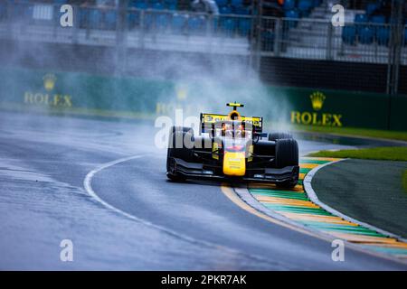 Enzo Fittipaldi aus Brasilien fährt im Jahr F2 mit dem Rodin Carlin (4) und qualifiziert sich für den australischen Formel-1-Grand Prix. Stockfoto