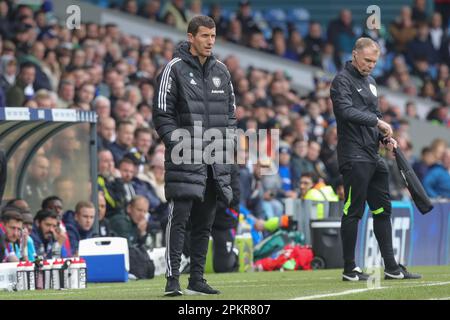 Leeds, Großbritannien. 09. April 2023. Javi Gracia Manager von Leeds United während des Premier League-Spiels Leeds United gegen Crystal Palace in Elland Road, Leeds, Großbritannien, 9. April 2023 (Foto von James Heaton/News Images) in Leeds, Großbritannien, am 4./9. April 2023. (Foto: James Heaton/News Images/Sipa USA) Guthaben: SIPA USA/Alamy Live News Stockfoto