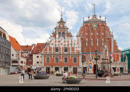 Riga, Lettland - Juni 13 2019: Das Haus der Blackheads ist ein Gebäude in der Altstadt. Das ursprüngliche Gebäude wurde im ersten Quartal errichtet Stockfoto