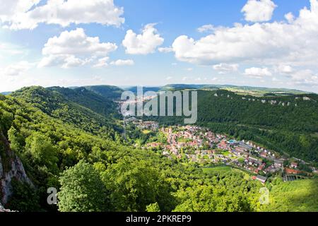 Panoramablick auf das Dorf Lichtenstein, Germny Stockfoto