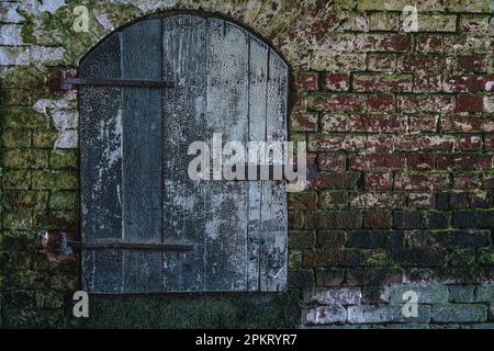 Ursprünglicher Abschnitt von Fort Alcatraz im Alcatraz Gefängnis in San Francisco Bay, Kalifornien Stockfoto