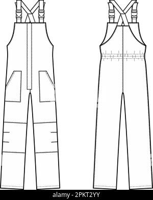 Overall-Overall für Herren. Mode-CAD. Stock Vektor