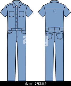 Overall-Overall für Herren. Mode-CAD. Stock Vektor