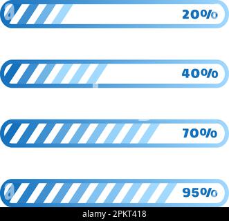 Infografiken zum Hochladen und Laden von Fortschrittsbalken. Download-Leiste mit Prozentsätzen, digitalen Websiteelementen. Kreativer Business-Loader, anständiges Vektorkonzept Stock Vektor