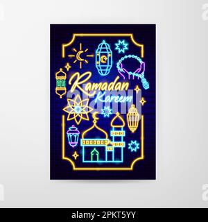 Ramadan Neon Flyer Stock Vektor