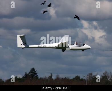 Ein Schleicher ASK-21-Gleiter verlässt einen privaten Flugplatz West Sussex Stockfoto